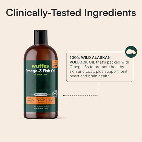 Wuffes Omega-3 Fish Oil for Dogs, Skin & Coat Support, 8 oz