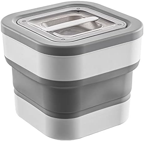 Grey Collapsible Dog Food Container with Lids, Large, Grey