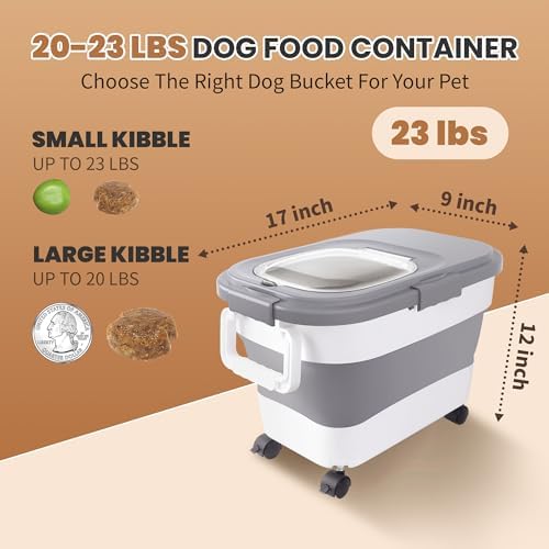 15-23Lbs Airtight Dog Food Storage Container, 23Lbs, Grey