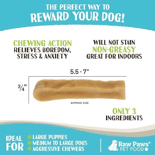 Raw Paws Himalayan Yak Chews for Dogs, Large (10-Count) - Hard Yak Cheese