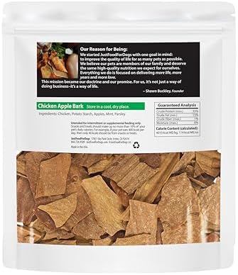 JustFoodForDogs Limited Ingredient Jerky Dog Treats - Chicken Apple Bark, 5oz (Pack of 2)