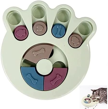 Anti-Choking Interactive Puzzle Toy for Slow Dispensing Feeding for Pets, 2023 New Dog Puzzle Toys, Dog/Cat Food Puzzle Feeder, Dog Stimulation Toys for Small and Medium-Sized Dogs (Green, Pawprint)