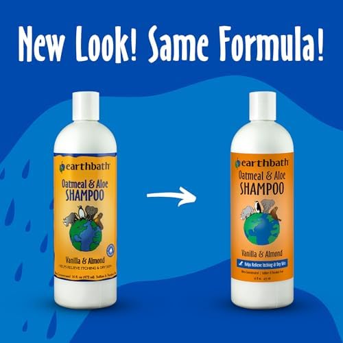 earthbath Oatmeal & Aloe Dog Shampoo, Itchy, Dog Wash, 16 Oz (1 Pack) | Oatmeal Shampoo For Dogs, Dry Skin Relief, Made in USA, Cruelty Free Pet Shampoos - Vanilla & Almond