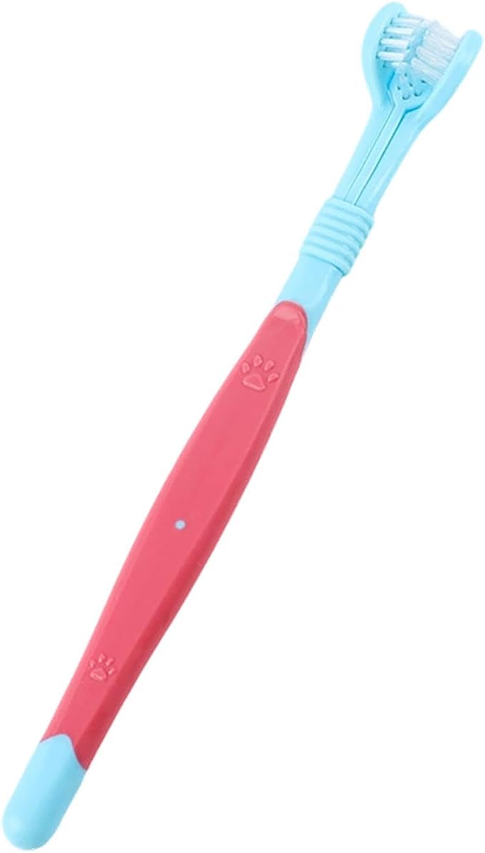 3 Sided Pet Toothbrush for Dogs&Cats, Dog Tooth Brush with Soft Bristles, Easy Teeth Cleaning & Dental Care, Removes Tartar & Bad Breath, Oral Care for Medium & Large Pets (Light Blue)