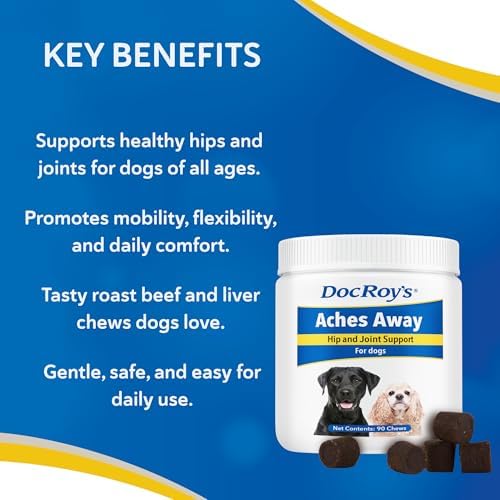 Doc Roy's Aches Away Mobility Support, Hip & Joint Soft Chews for Dog, 90ct