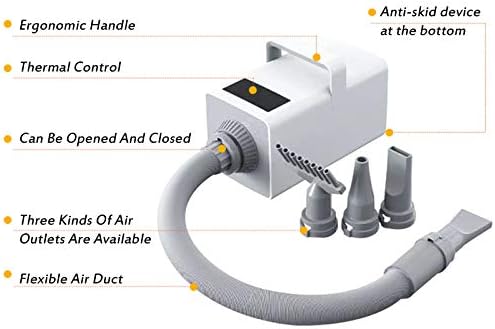 Dog Hair Dryer, High Velocity Pet Blower Grooming Dryer for Dogs, Cats & More, 2200W Powerful Blow Force,Stepless Adjustable Speed, Reduce Noise, Heat Insulation with LED Display