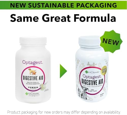 InClover Optagest Natural Digestive Aid, Organic Prebiotics & Enzymes Supplement Powder for Dogs and Cats - Promotes Healthy Stools, Less Gas, Optimal Nutrient Absorption, Intestinal Balance, 7 sticks