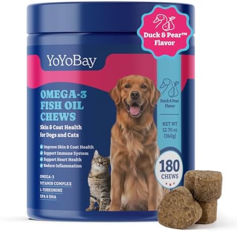 Fish Oil Chews for Dogs & Cats, Anti-Inflammation, Skin & Coat Health