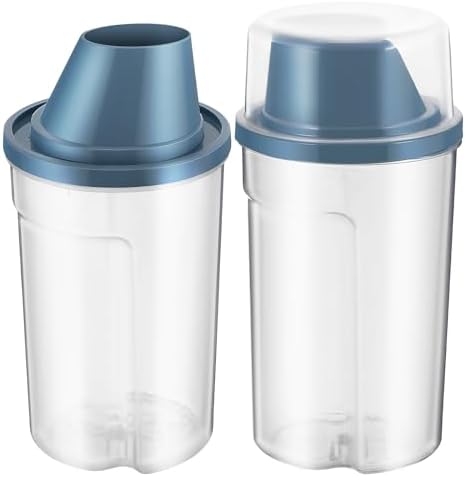 ARTIBETTER 2pcs Pet Food Storage Containers Airtight Dog Snack Bin with Lid 1000ml Gray Blue Small Vacuum-sealed Dry Food Bucket for Dogs Cats and Birds