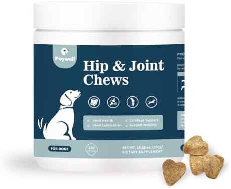 Hip & Joint Chews Supplement for Dogs, Glucosamine and Chondroitin for Joints Health and Muscle Recovery, 120ct/300g