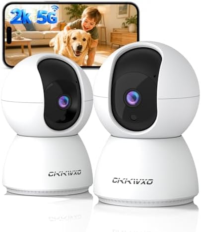 2K Indoor Security Camera, Dual-Band WiFi Baby Pet Monitor, 2 Pack