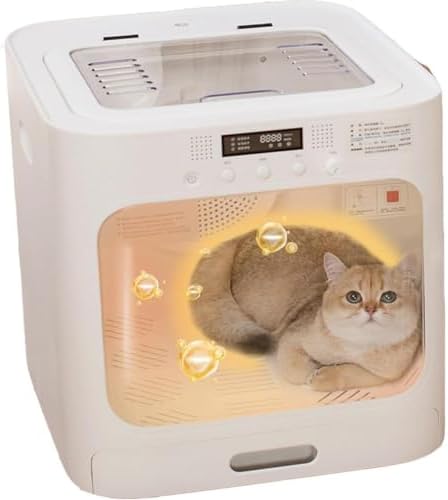 Ultra-Quiet Electric pet Hair Grooming Dryer, 60L Automatic pet Drying Box, 360° Circulation Blowing pet Dryer air Blower, Intelligent Temperature Control, 3 Wind speeds