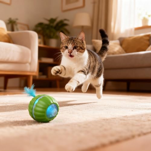 Interactive Cat Toys for Indoor Cats,Automatic Moving Kitten Toys | Cat Toys for Bored Indoor Adult Cats,Smart Rechargeable Cat Enrichment Toys for Cats to Keep Them Busy, Cat Balls Pet Toys