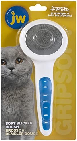 Petmate GripSoft Cat Brush, White and Blue, One Size Fits All Grooming Kit