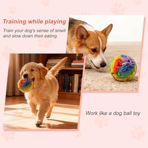 Snuffle Ball for Dogs, Interactive Dog Toys, Colorful, Large | Designed for Small Breeds and Puppies, Machine Washable