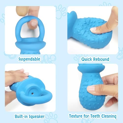 Latex Chew Dog Toys, Novelty Squeaky Pacifier Dog Toys, 5.2" Durable Pacifier Dog Chew Toys for Small and Medium Dogs(Blue,1Pcs)