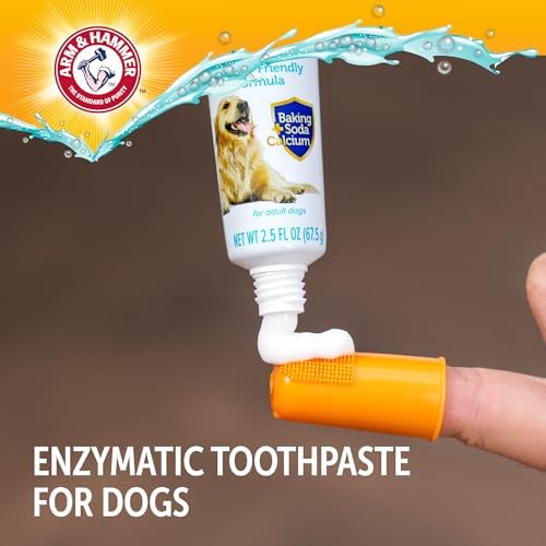 Arm & Hammer Complete Care Dog Dental Kit, 2 Flavors, 2.5 Oz Each | Includes chicken and peanut butter enzymatic toothpaste, toothbrush, and finger brush, baking soda daily