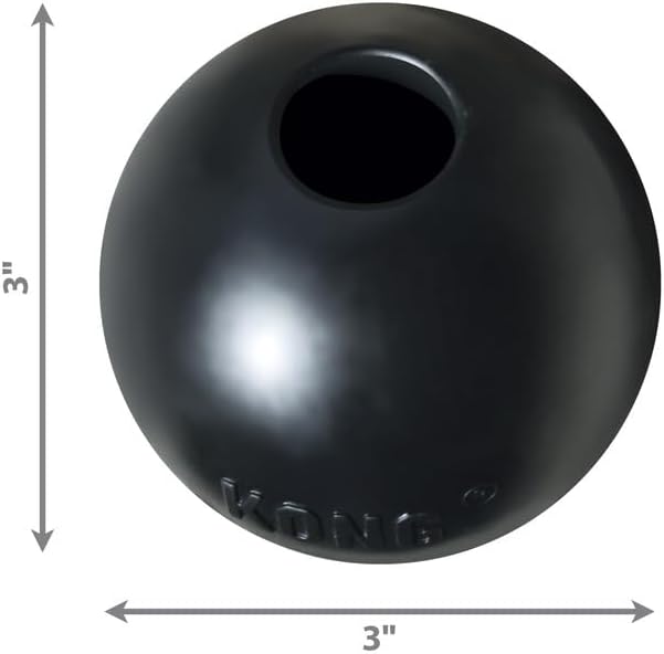 KONG Extreme Ball 2-Pack – Durable Rubber Dog Toy for Power Chewers – Tough Fetch Ball with Hole for Treats – Ideal for Training & Interactive Play – Black (Medium/Large)