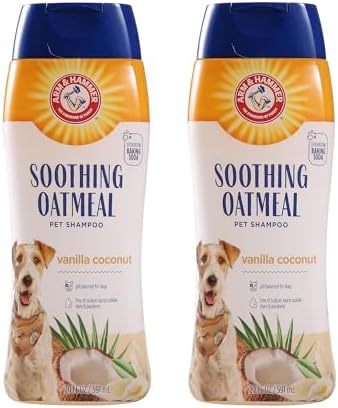 Arm & Hammer Soothing Oatmeal Dog Shampoo, Vanilla Coconut, 20 Fl Oz, 2-Pk | Baking soda formula, moisturizing oatmeal, vanilla coconut scent, pH balanced for dry skin