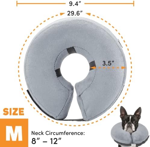 2 Packs Grey X-Large and Medium (Inflatable Dog Cone Adjustable Post-op Dog Recovery Collar Prevents Chewing and Scratching and Does not Obscure Vision)