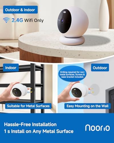Noorio 2K IP66 Magnetic Security Camera, AI Detection,Compatible with Alexa,B211S