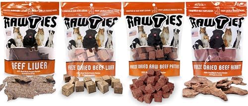 Premium Freeze-Dried Variety Pack - Beef Liver, Heart, Patties and Liver for Dogs – 100% USA-Sourced Raw Meat Dog Food – Grain-Free, High Protein Nutrition for Small & Large Breeds
