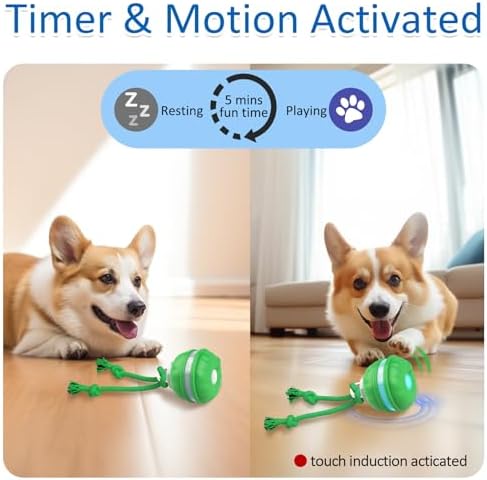 Sofolor Interactive Dog Toys, Motion Activated Automatic Rolling Ball Toys, Squeaky Dog Toy for Small Dogs/Puppy