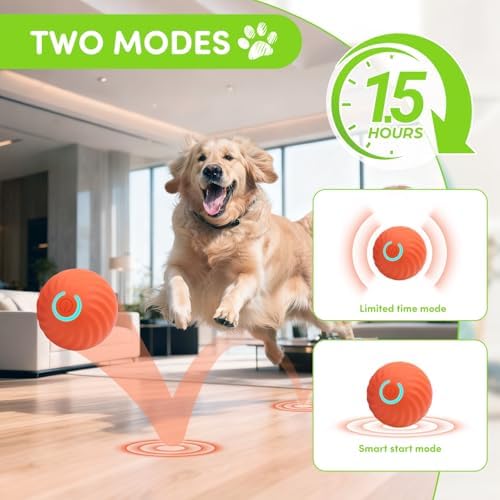 2 PCS Interactive Dog Ball, Automatic Rolling & Bouncing Pet Toy with 3 Durable Outer Covers Yellow Orange, Smart Dog Toy for Small Medium Puppies, Not Suitable for Large Dogs (Blue & Orange Balls)