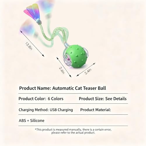 Interactive Cat Toys for Indoor Cats,3-Tails,Automatic Moving Kitten Toys | 2 Pack Cat Toys for Bored Indoor Adult Cats,Smart Rechargeable Cat Enrichment Toys for Cats to Keep Them Busy, Cat Balls