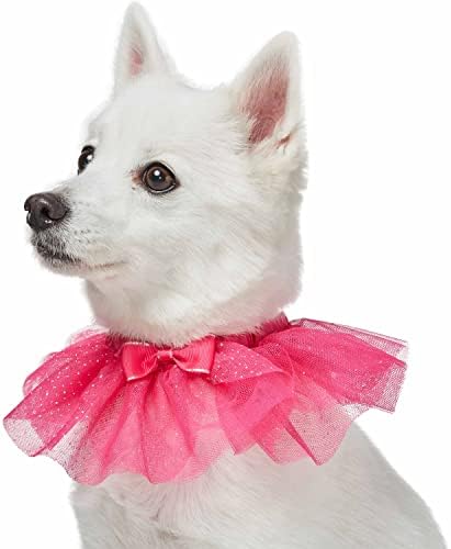 Blueberry Pet My Little Princess Adjustable Breakaway Dog Collar with Embroidered Mesh and Bowtie, French Pink, Medium
