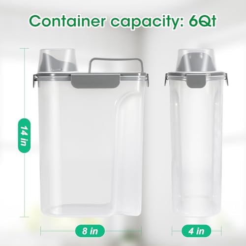 TBMax Rice Container 10 Lbs, Cereal Container Oatmeal Storage, Airtight Food Dispenser with Easy-pouring Spout & Handy Cup for Flour Grain Beans, Pet Dog Cat Bird Food Storage Container