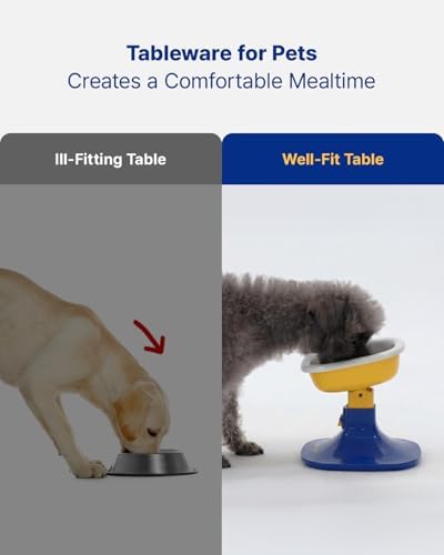 PETHROOM Elevated Dog Bowl with Adjustable Stand – Ceramic Pet Bowl for Dogs & Cats, 4.5–7.4 in Height, 0–22° Tilted, Non-Slip, Beige Stand with Pink Bowl