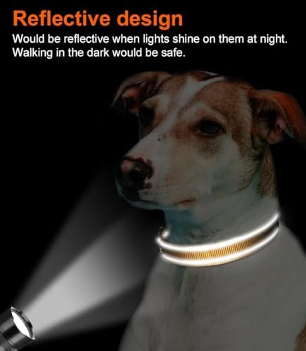 Joytale Reflective Dog Collar, Adjustable Neoprene Padded, Khaki XS