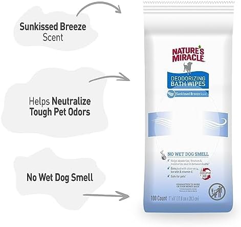 Nature's Miracle Deodorizing Bath Wipes Sunkissed Breeze Scent, 100 ct