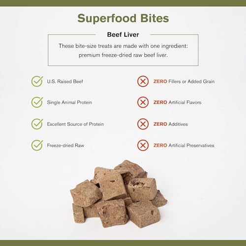 BADLANDS RANCH by Katherine Heigl – Superfood Bite Freeze-Dried Raw Beef Liver Dog Treats – High Protein Single-Ingredient Snacks for Training, Rewards & Daily Wellness (Pack of 3)