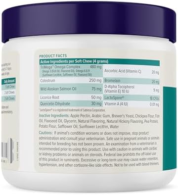 Vetnique Dermabliss Seasonal Dog Allergy Relief & Immune Support Supplement Allergy Chews for Dogs Itching and Licking with Omega 3 Fish Oil & Probiotics for Itch Relief (60 Count Chews) (Pack of 2)