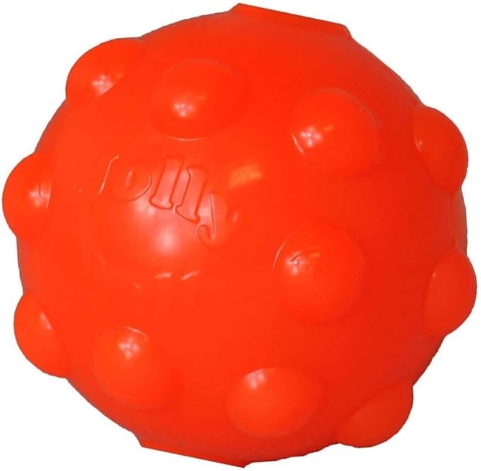 Jolly Pets Jolly Jumper Bouncing Treat Dog Ball, 4 in Large, Orange | High, erratic-bounce treat ball with gum-massaging nodules - bright, easy-to-spot orange