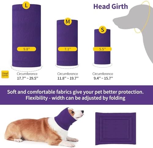 Nanaki Dog Hood Calming Ear Wrap,Quiet Dog Headband Dog Head Cover Snood | Dog Ear Fireworks Muffs, The Grooming and Force Drying Pet Ear Protector for Anxiety Relief Calming Dog Ear Covers for Noise