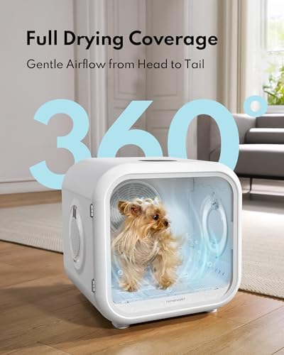 HomeRunPet Automatic Cat Dryer, 40dB Ultra Quiet Pet Dryer Box (Drybo Plus) | Vet-Trusted Safety Design, Patented Fresh Air System, Smart Temperature Control, 360° Even Drying for Cats & Small Dogs, 50L