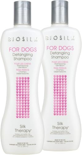 BioSilk for Dogs Silk Therapy Detangling Dog Shampoo, 12 Fl Oz, 2-Pack | Coconut oil and silk proteins, dematting formula, paraben-free, pH balanced for all coats