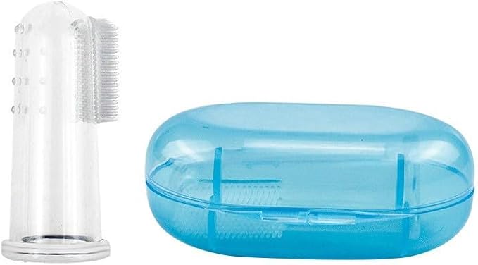 Pet Finger Toothbrush Set – Soft Silicone Toothbrush for Dogs & Cats – Gentle Finger Brush for Small Pets Dental Care (Blue Box Set)