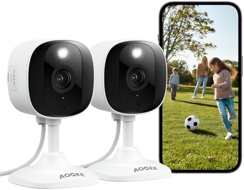 AOQEE 2K Cameras for Home Security, Indoor/Outdoor, Full Color, C1 2Pack
