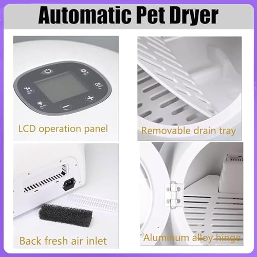 Ultra Quiet Automatic Pet Dryer for Cats & Small Dogs, Adjustable Temperature & Timer, Safe & Efficient Hair Drying Box for Home Grooming