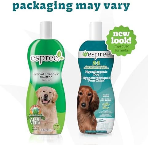 Espree Hypoallergenic Dog Shampoo & Conditioner, Sensitive Skin, 20oz | Professional Dog Grooming, Dog Grooming Supplies, Tearless Formula, Aloe Vera, Gentle Cleansing, Professional Salon Quality
