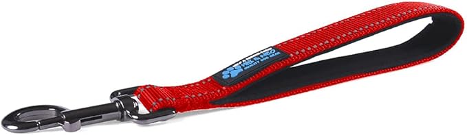 Max and Neo Short Traffic Leash 10" - We Donate One for One a Dog Rescue for Every Leash Sold (Red)
