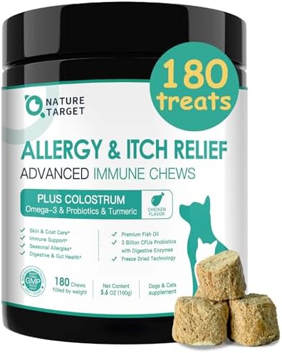 NATURE TARGET Dog Allergy Relief Chews, Skin & Coat Health, 180 Chews