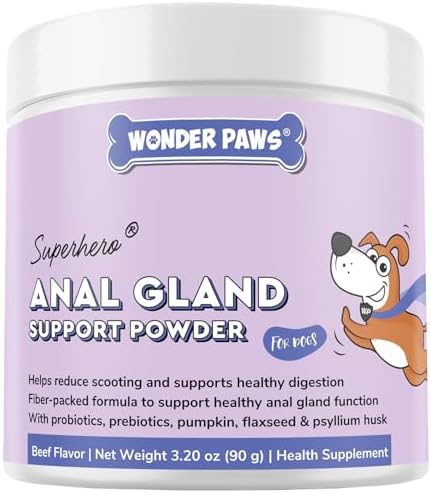 Premium Anal Gland Support Supplement - Dog Anal Gland Treatment With Fiber & Pumpkin for Dogs – Prevents Scooting, Supports Digestion & Anal Gland Health – Probiotics, Enzymes & Psyllium Husk –3.20oz