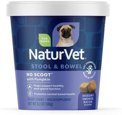 NaturVet No Scoot Stool and Bowel Supplement for Dogs - 60 Soft Chews