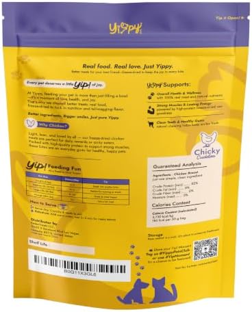 Freeze-Dried Raw Chicken Treats for Dogs and Cats — Single Ingredient, Grain Free, High Protein Training Treat and Meal Topper 1.76 oz (50g)