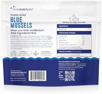 smallbatch Freeze Dried Blue Mussel High Protein Cat & Dog Treats, 2 oz